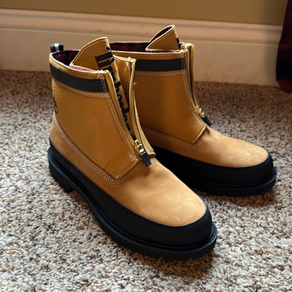 Brand new, Timberland zip up REBOTL boots. Size 7.5, camel color.